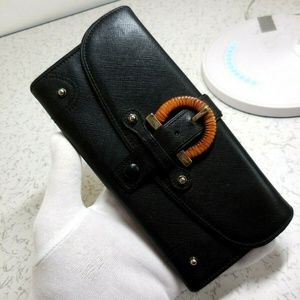 Salvatore Ferragamo Black Leather Gancio Wallet